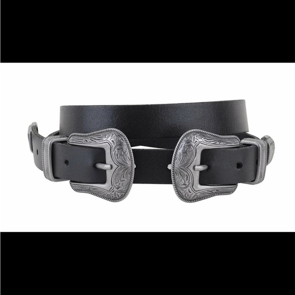 Most Wanted Usa Accessories - NWT MW Leather Black Belt with Silver Tone Buckles